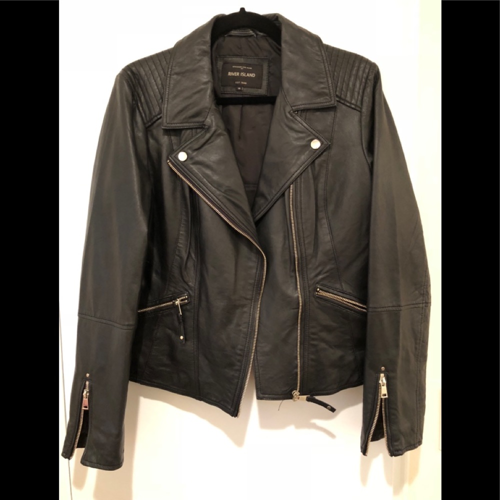 River Island Black Leather Biker Jacket